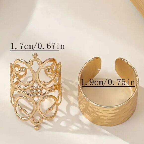 14k gold plated band cuff style rings - Picture 4 of 8